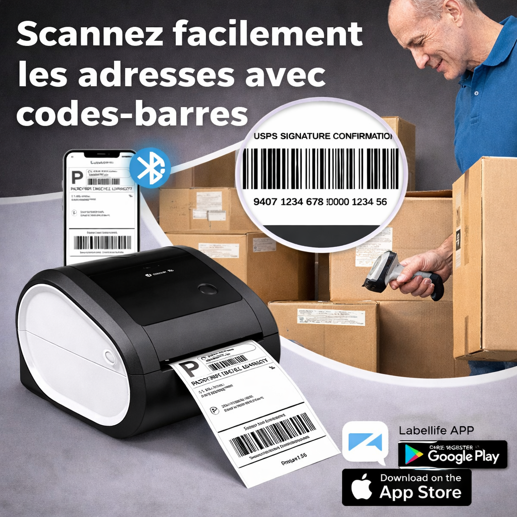 IMPRIMANTE THERMIQUE D’ÉTIQUETTES D520 – NOIR & BLANC
