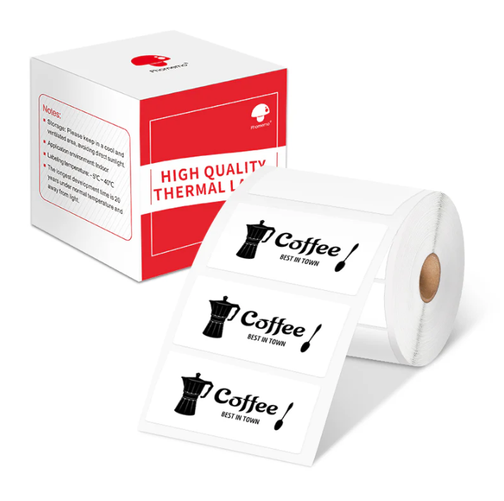 ROULEAUX D’ÉTIQUETTES CARREES THERMIQUES PHOMEMO XP5020-300-RF – GRAND FORMAT – IMPRESSION SANS ENCRE